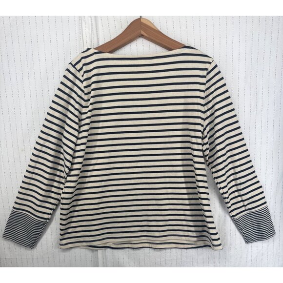 Nili Lotan for Target Womens Top XL Beige/Black Striped Classic Beachy Nautical - Picture 2 of 10